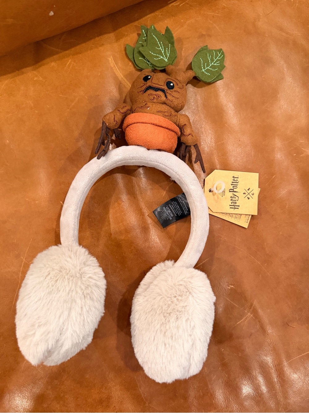 Japan Harry Potter Mandrake Plush Earmuffs - Brown & Green